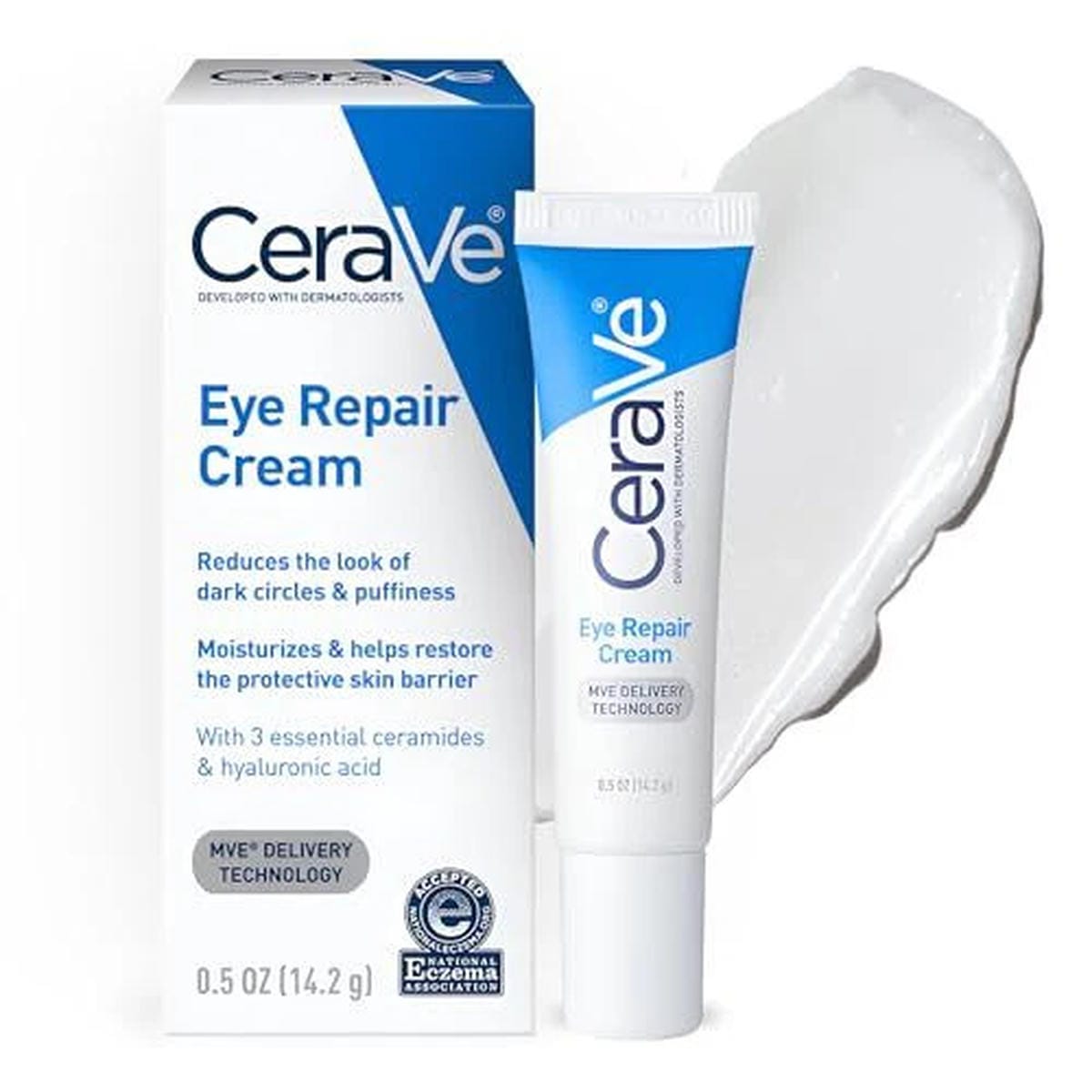 CeraVe Eye Repair Cream, Under Eye Cream For Puffiness And Bags Under Eyes, Hyaluronic Acid Niacinamide Marine Botanical Complex, Oil Free Opthalmologist Tested - ZM Cosmetics