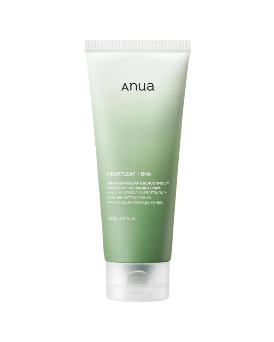 ANUA Heartleaf Quercetinol Pore Deep Cleansing Foam, Facial Cleanser, for Double Cleansing, BHA, Hyaluronic Acid, Glycerin, Face Wash, Blackhead Remover, - ZM Cosmetics