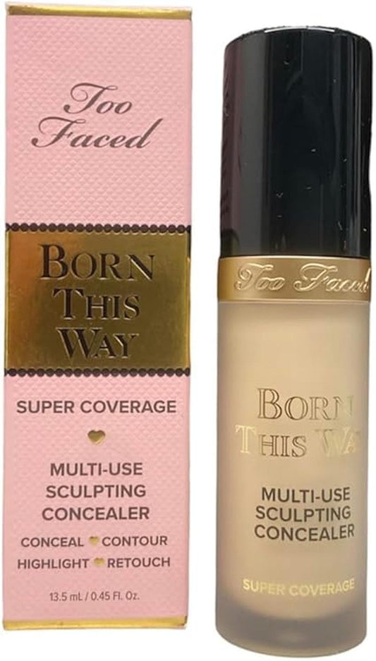 Too Faced Born This Way Super Coverage Multi-Use Concealer | Full Coverage, Oil Free, Long Lasting + Hydrating, 0.46 Fl Oz, Almond - ZM Cosmetics