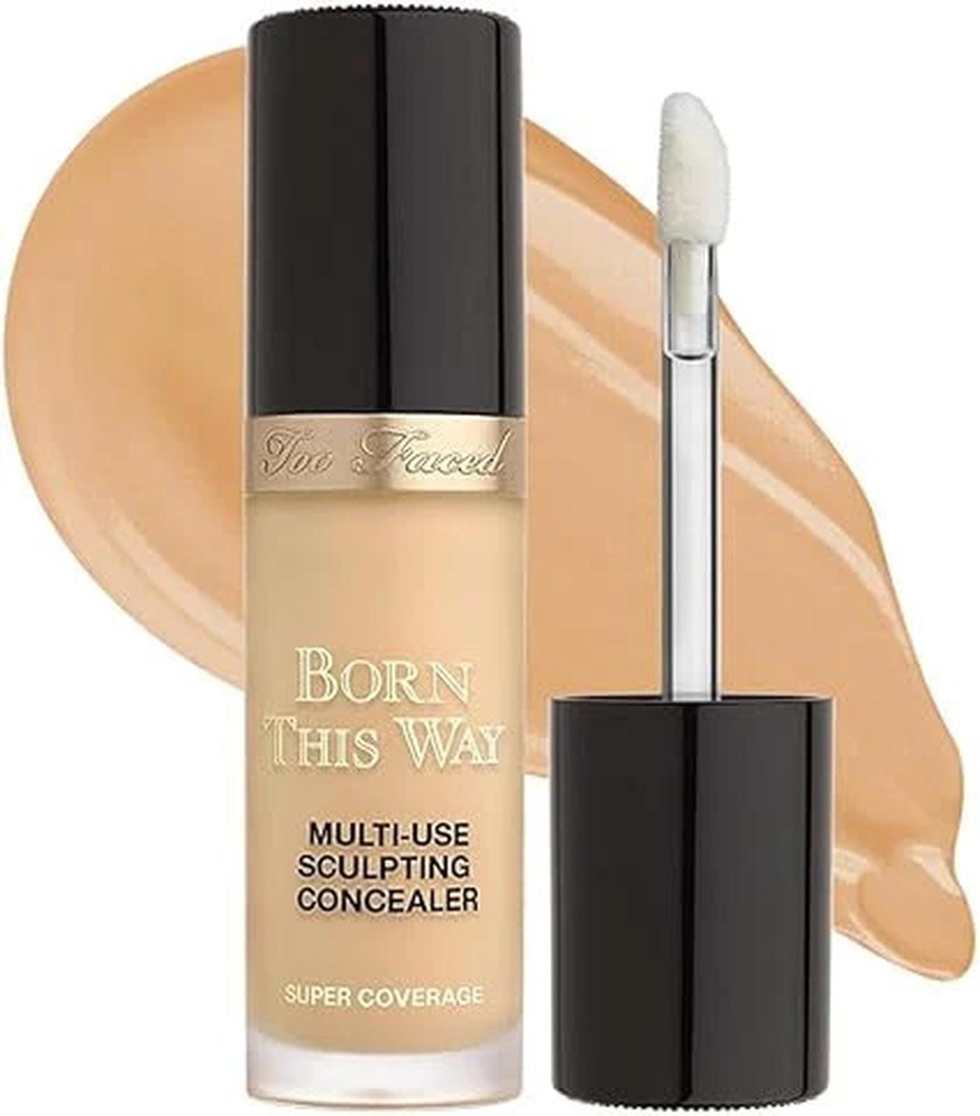 Too Faced Born This Way Super Coverage Multi-Use Concealer | Full Coverage, Oil Free, Long Lasting + Hydrating, 0.46 Fl Oz, Golden Beige