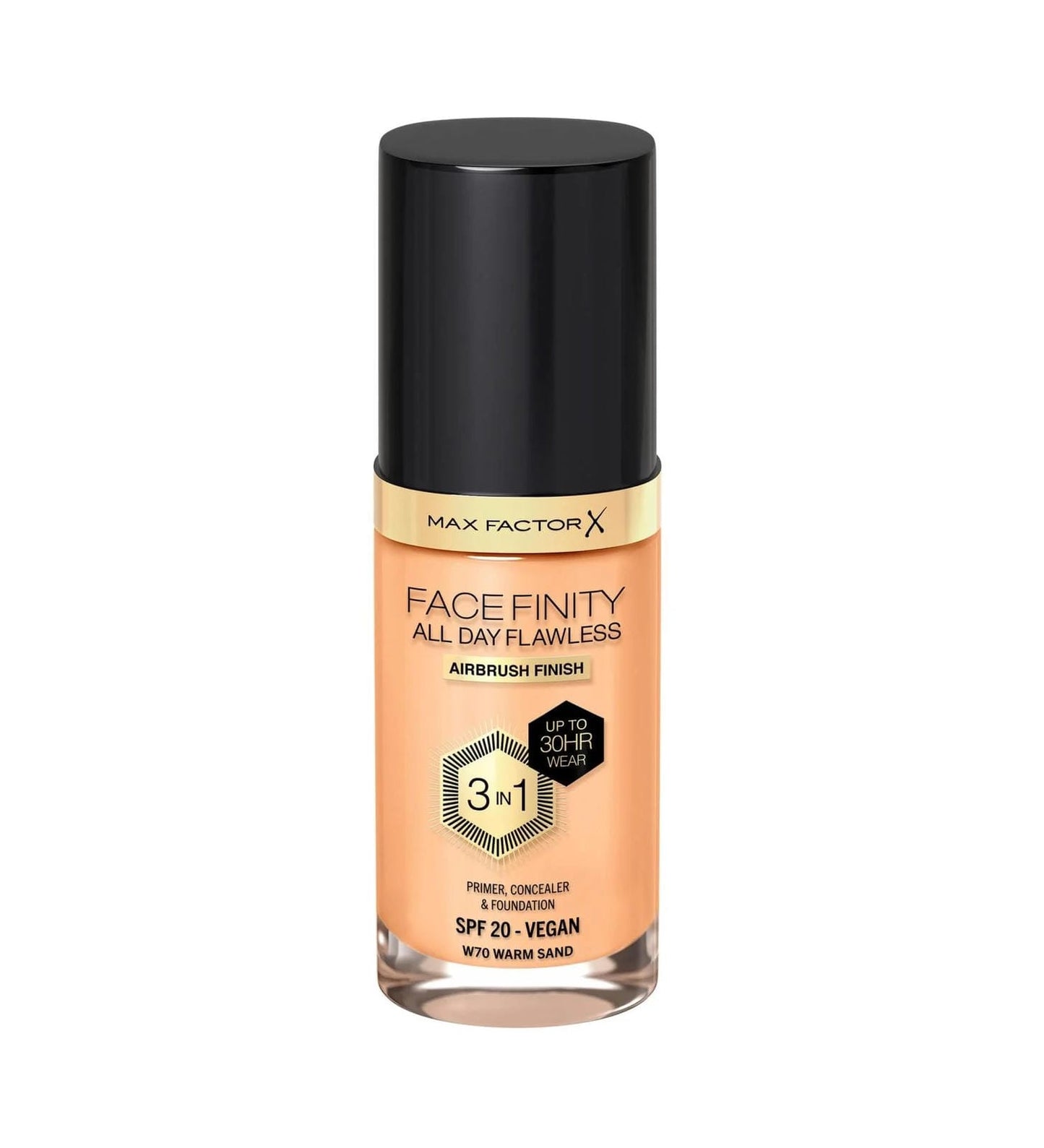 Max Factor Facefinity 3-in-1 All Day Flawless Liquid Foundation SPF 20 - 70 Warm Sand 30 ml Warm Sand