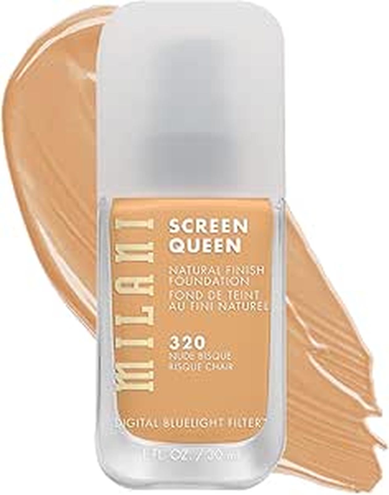 Milani Screen Queen Liquid Foundation Cruelty-Free, Blue Light Protection, Luminous Finish, Build-able Coverage, 320 Nude Bisque