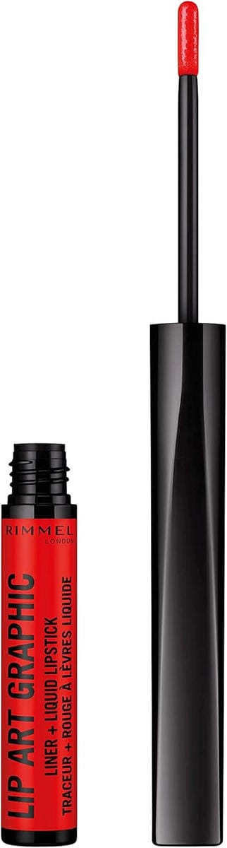 Rimmel Lip Art Graphic Liner Liquid Lipstick, # 610 Hot Spot, 0.06 fl oz - ZM Cosmetics