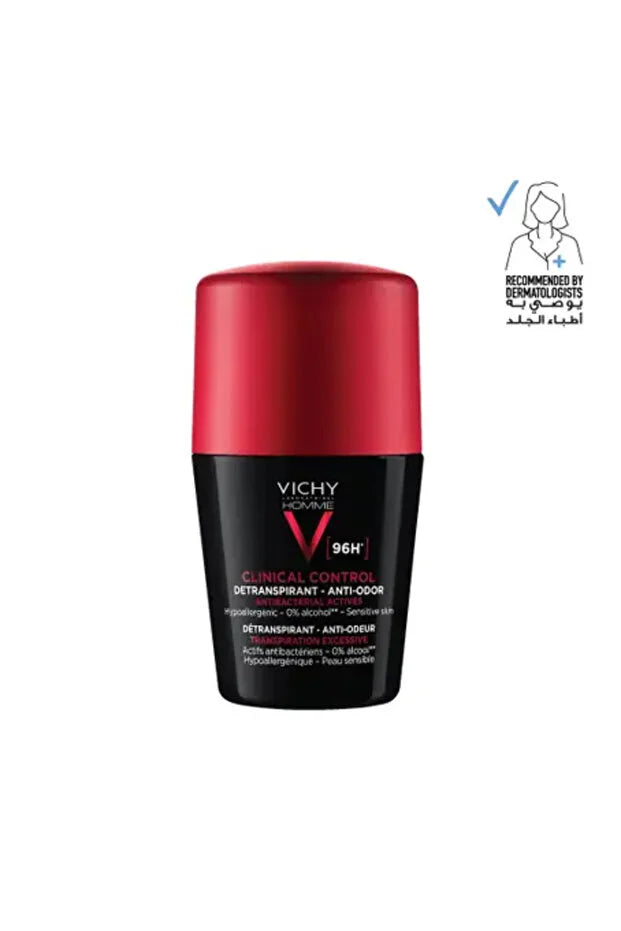 Vichy Homme Clinical Control 96HR Protection Anti-Perspirant Roll-on Deodorant 50mL - ZM Cosmetics