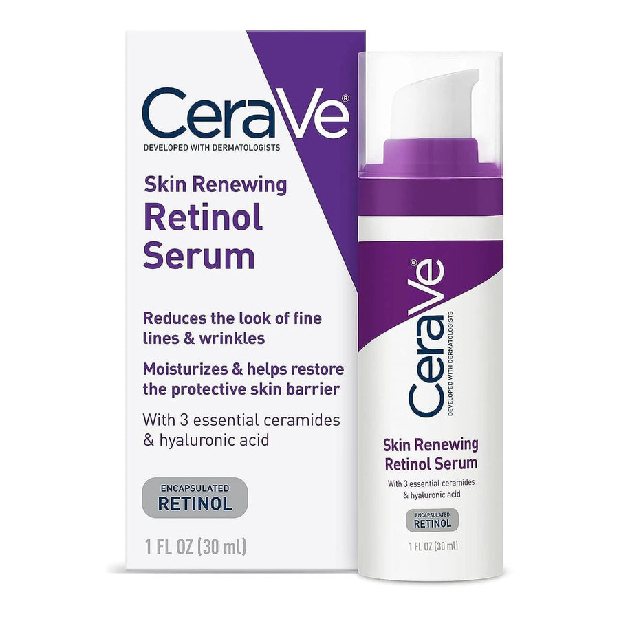 CeraVe Anti Aging Retinol Serum 1 Ounce Cream Serum for Smoothing Fine Lines and Skin Brightening Fragrance Free, 1 Fl Oz - ZM Cosmetics