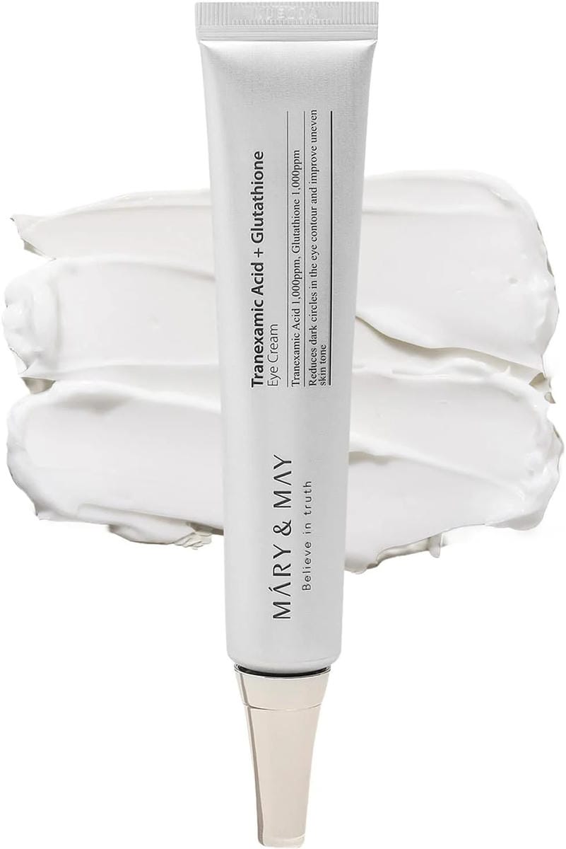 Mary&May Tranexamic Acid + Glutathione Eye Cream - Powerful Antioxidant, Reduces Dark Circles in the Eye, Improve Uneven Skin Tone with Vitamin C - Suitable for Morning and Night Use - ZM Cosmetics