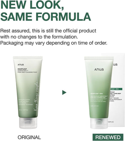 ANUA Heartleaf Quercetinol Pore Deep Cleansing Foam, Facial Cleanser, for Double Cleansing, BHA, Hyaluronic Acid, Glycerin, Face Wash, Blackhead Remover, - ZM Cosmetics