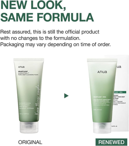 ANUA Heartleaf Quercetinol Pore Deep Cleansing Foam, Facial Cleanser, for Double Cleansing, BHA, Hyaluronic Acid, Glycerin, Face Wash, Blackhead Remover, - ZM Cosmetics