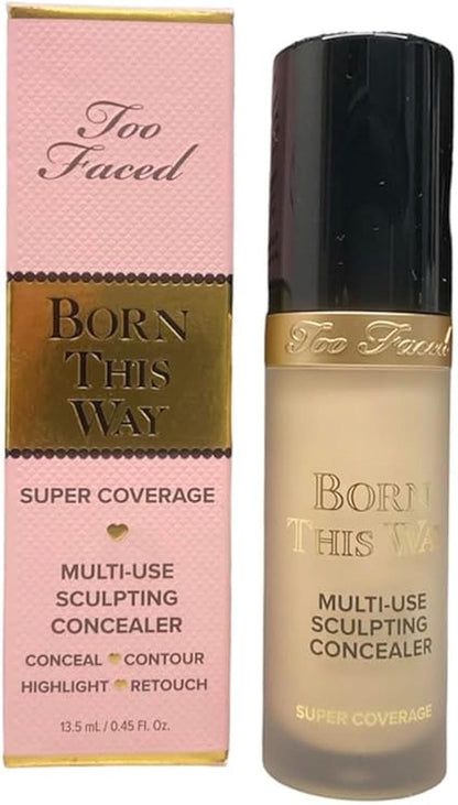 Too Faced Born This Way Super Coverage Multi-Use Concealer | Full Coverage, Oil Free, Long Lasting + Hydrating, 0.46 Fl Oz, Almond - ZM Cosmetics