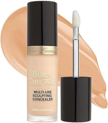 Too Faced Born This Way Super Coverage Multi-Use Concealer | Full Coverage, Oil Free, Long Lasting + Hydrating, 0.46 Fl Oz, Nude - ZM Cosmetics