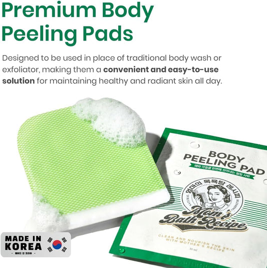 Mom's Bath Recipe Body Peeling Pad Original, All in One Bubble Body Wash & Scrub Gloves with Honey & Yogurt, Exfoliating Mitts for Dead Skin Cells, Skin Retexturizing Pads - 8 Sheets - ZM Cosmetics