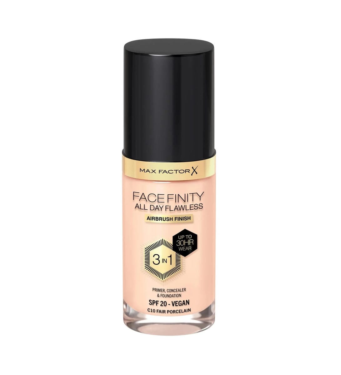Max Factor Facefinity 3-in-1 All Day Flawless Liquid Foundation SPF 20 - 10 Fair Porcelain 30 ml Fair Porcelain - ZM Cosmetics