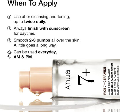 Anua 7 Rice Ceramide Hydrating Barrier Serum 50ml - ZM Cosmetics