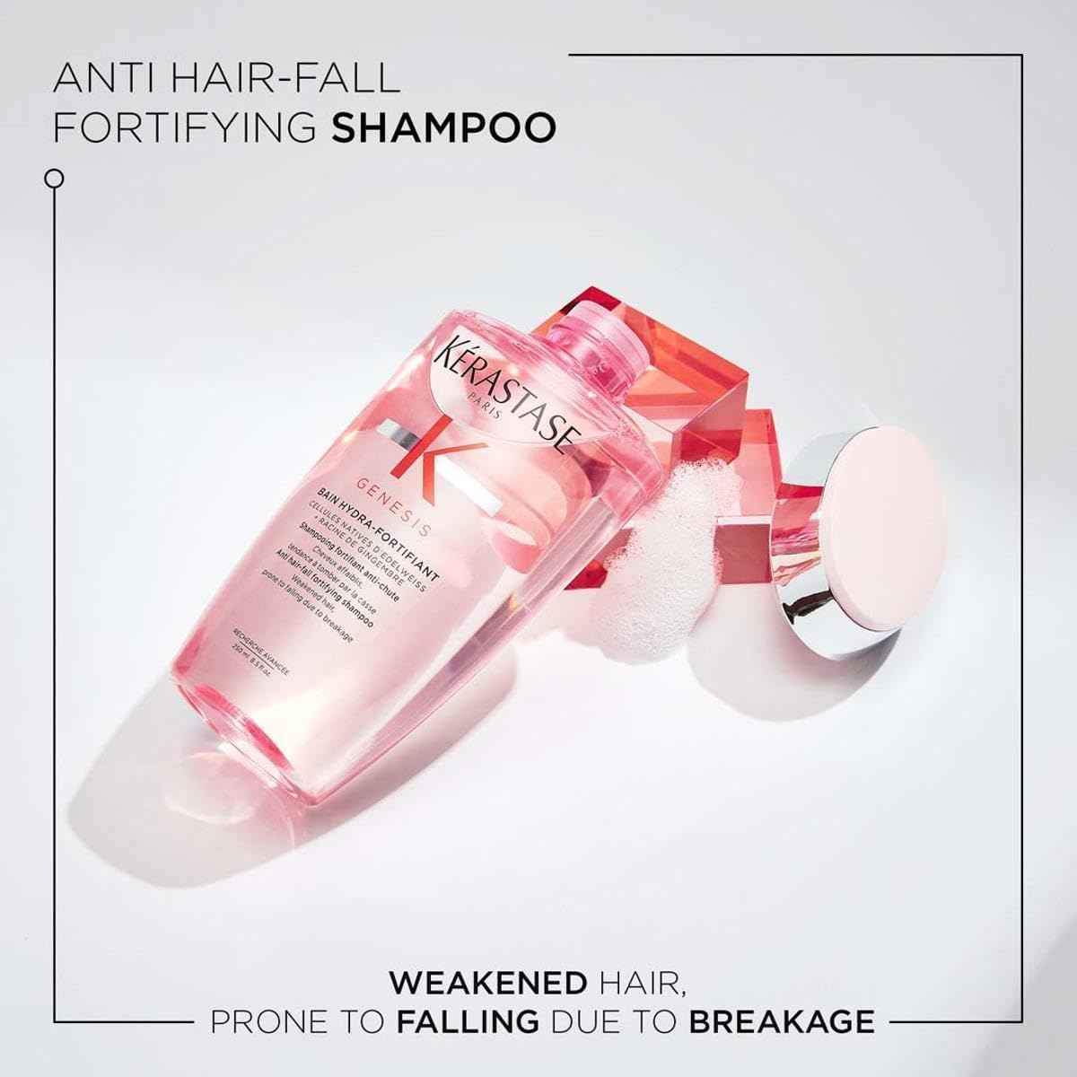 Kérastase Genesis Bain Hydra-Fortifiant, Anti-Hair Fall Nourishing & Fortifying Shampoo, For Weakened Hair, With Ginger Root & Edelweiss Flower