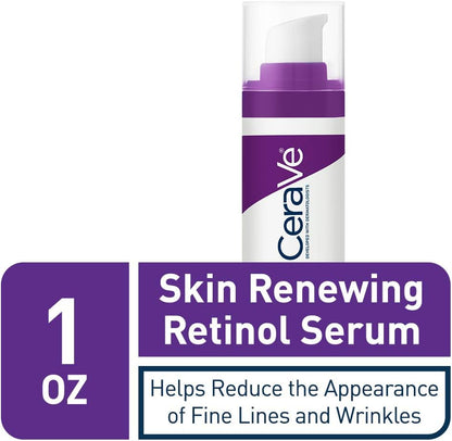 CeraVe Anti Aging Retinol Serum 1 Ounce Cream Serum for Smoothing Fine Lines and Skin Brightening Fragrance Free, 1 Fl Oz - ZM Cosmetics