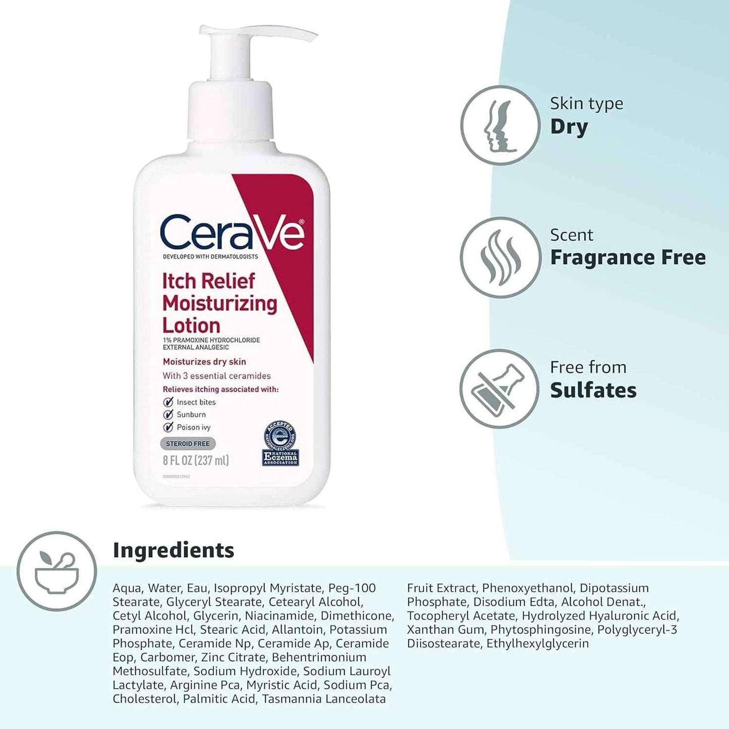 CeraVe Itch Relief Moisturizing Cream for Dry and Itchy
