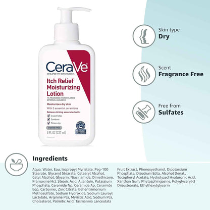 CeraVe Itch Relief Moisturizing Cream for Dry and Itchy