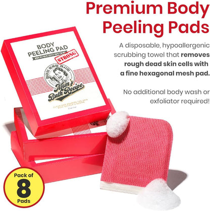 Mom's Bath Recipe Body Peeling Pad Trouble Care, Acne Remover All in One Bubble Body Wash & Scrub Gloves with BHA & Cica, Exfoliating Washcloth for Dead Skin Cells, Body Acne Breakouts, 8 Sheets - ZM Cosmetics