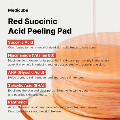 medicube Red Succinic Acid Panthenol Facial Peeling Pads