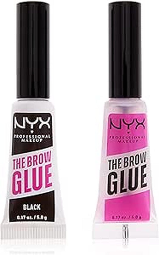 مجموعة هدايا العيد من NYX Professional Makeup The Brow Glue Duo - شفافة وسوداء 