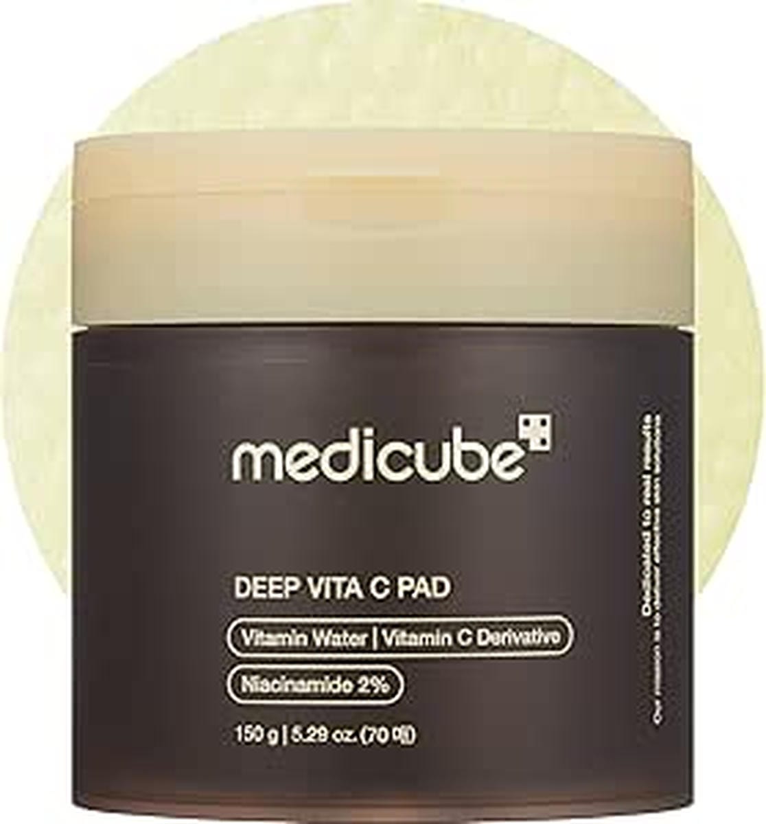 Medicube Deep Vita C Facial Pads, Vitamin C Toner Pads for Uneven Skin Tone, 500,000PPM of vitamin water & 3 types of vitamin, Hydrating & Resurfacing (70 sheets) - ZM Cosmetics