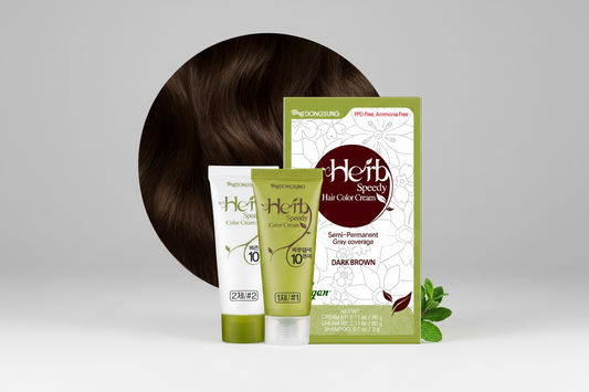 DONGSUNG Herb Speedy Color Cream Dark Brown, 1 Pack , PPD Free Ammonia Free Vegan Hair Dye with Sun Protection, Odorless, Gentle for Sensitive Scalp, No Eye or Scalp Irritation - ZM Cosmetics
