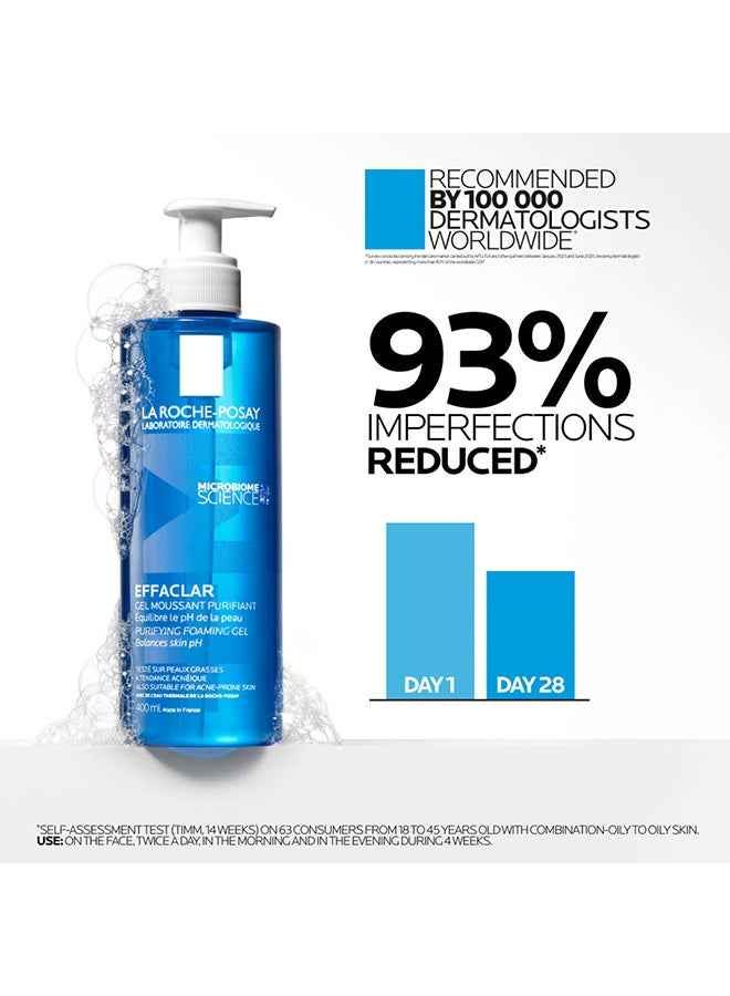 Effaclar Purifying Foaming Gel Cleanser; Acne Face Wash For Women/Men; Dermatologically-Tested Skincare Treatment For Oily & Sensitive Skin 400ml