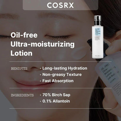 Cosrx Oil Free Ultra Moisturizing Lotion (With Birch Sap) 100 Ml - ZM Cosmetics