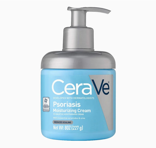 CeraVe Moisturizing Cream for Psoriasis Treatment, With Salicylic Acid for Dry Skin Itch Relief & Urea for Moisturizing, Fragrance Free & Allergy Tested, 8 Oz - ZM Cosmetics