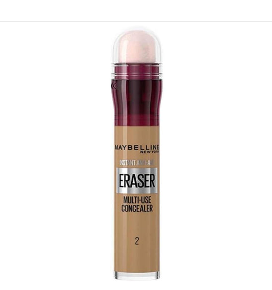 Maybelline New York Instant Anti Age Eraser Eye Concealer, Dark Circles and Blemish Concealer with Sponge, Multi-use, Ultra Blendable Formula - 02 Nude - ZM Cosmetics