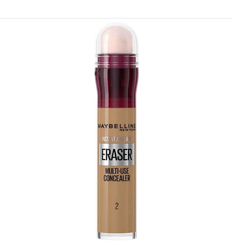 Maybelline New York Instant Anti Age Eraser Eye Concealer, Dark Circles and Blemish Concealer with Sponge, Multi-use, Ultra Blendable Formula - 02 Nude - ZM Cosmetics