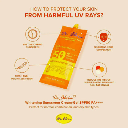 Dr. Alvin Whitening Sunscreen Cream-Gel, SPF 50, UVA/UVB Protection - ZM Cosmetics
