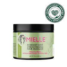 Mielle Organics Rosemary Mint Strengthening Hair Masque, Essential Oil & Biotin Deep Treatment, Miracle Repair for Dry, Damaged, & Frizzy Hair, 12 Ounces
